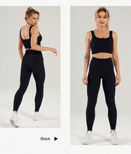 Load image into Gallery viewer, 2Pcs/set Seamless Yoga Gym Sports Elastic Sports Bra Seamless Hight Waist Workout Set Women