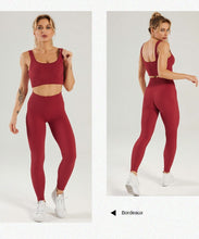 Load image into Gallery viewer, 2Pcs/set Seamless Yoga Gym Sports Elastic Sports Bra Seamless Hight Waist Workout Set Women