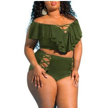 Load image into Gallery viewer, High waist Ruffle Bathing Suits
