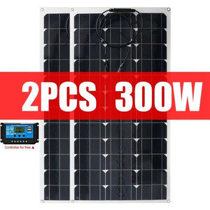 Flexible Solar Panel 600W 300W 18V Solar Energy Generator Power Bank Camping Car Battery Charger System Solar Panel Kit Complete