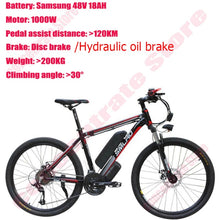 Load image into Gallery viewer, 21-speed 26/29 Inch City Electric Bike Bicycle e Mountainbike Samsung 48v 18ah 1000w Mountain Ebike Electric Bicycle