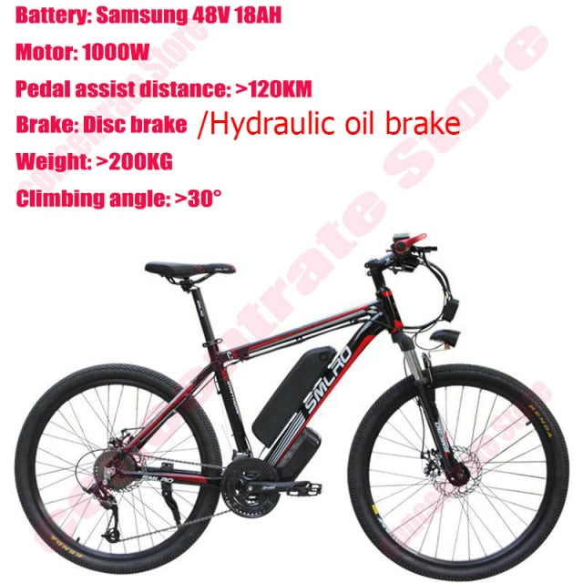 21-speed 26/29 Inch City Electric Bike Bicycle e Mountainbike Samsung 48v 18ah 1000w Mountain Ebike Electric Bicycle