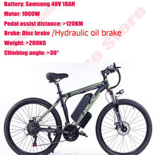 Load image into Gallery viewer, 21-speed 26/29 Inch City Electric Bike Bicycle e Mountainbike Samsung 48v 18ah 1000w Mountain Ebike Electric Bicycle