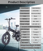 Load image into Gallery viewer, Electric bike 750W 48V15ah 45km/h  Motor Ebike  80KM Electrica 4.0 fat tire Electric Bicycle beach E-bike