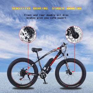 26-inch Electric Bike 45km/h Powerful Commuter Bicycle 48V 13Ah Battery 750W Brushless Motor Double Disc Brake Fat Tire Ebike