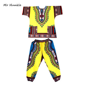 Fashion Design Dashiki Set African Printed Dashiki Dress and Pants for Women and Men