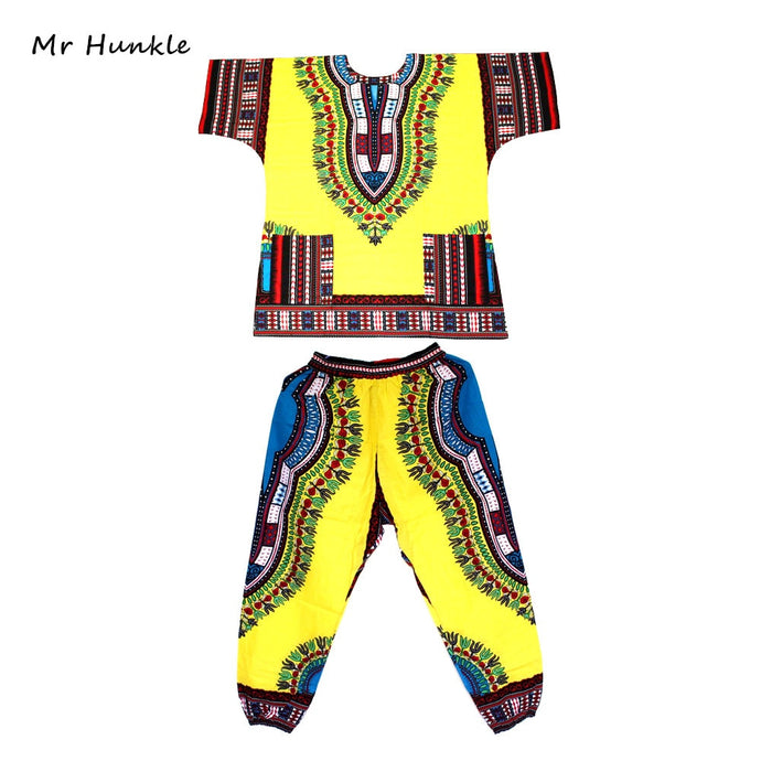 Fashion Design Dashiki Set African Printed Dashiki Dress and Pants for Women and Men