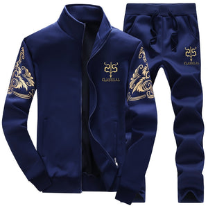 Plus men sport suit long sleeved cashmere coat high school male fitness baseball sweater, sportswear pants suit