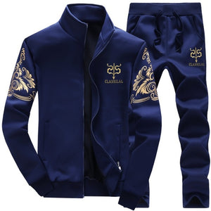 Plus men sport suit long sleeved cashmere coat high school male fitness baseball sweater, sportswear pants suit