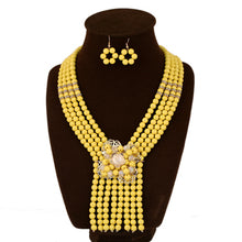 Load image into Gallery viewer, Nigerian Wedding Jewelry Sets Indian Bride Accessories Crystal Flower Choker Necklace African Beads Jewelry Set