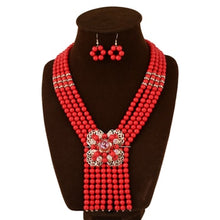 Load image into Gallery viewer, Nigerian Wedding Jewelry Sets Indian Bride Accessories Crystal Flower Choker Necklace African Beads Jewelry Set