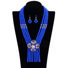 Load image into Gallery viewer, Nigerian Wedding Jewelry Sets Indian Bride Accessories Crystal Flower Choker Necklace African Beads Jewelry Set