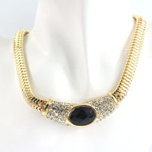 Load image into Gallery viewer, Wedding dress accessories black crystal necklace earrings gold color beaded jeweler sets new African women