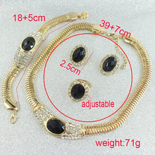 Load image into Gallery viewer, Wedding dress accessories black crystal necklace earrings gold color beaded jeweler sets new African women