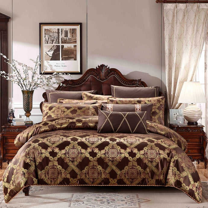 Luxury Jacquard weave 100% cotton Bedding Set queen King Size Queen Bed Set Duvet Cover Bed Sheet pillowcase 4/6/8/9pcs bedcloth