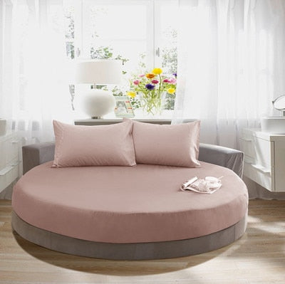 3 Pcs Solid Color Cotton Round Fitted Sheet Set Round Bed Sheet Bedding Set Customizable Mattress Diameter 200cm 220cm