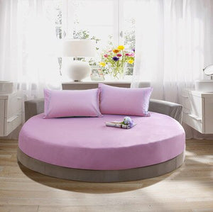 3 Pcs Solid Color Cotton Round Fitted Sheet Set Round Bed Sheet Bedding Set Customizable Mattress Diameter 200cm 220cm