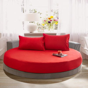 3 Pcs Solid Color Cotton Round Fitted Sheet Set Round Bed Sheet Bedding Set Customizable Mattress Diameter 200cm 220cm