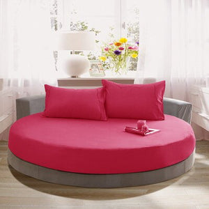 3 Pcs Solid Color Cotton Round Fitted Sheet Set Round Bed Sheet Bedding Set Customizable Mattress Diameter 200cm 220cm