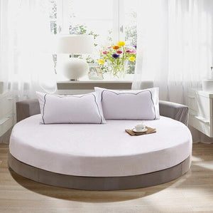 3 Pcs Solid Color Cotton Round Fitted Sheet Set Round Bed Sheet Bedding Set Customizable Mattress Diameter 200cm 220cm