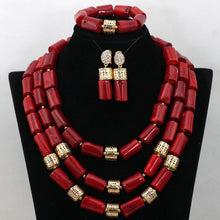 Load image into Gallery viewer, Handmade Green Coral Beads African Wedding Statement Necklace Set  Nigerian Gold Dubai Bridal Jewelry Set