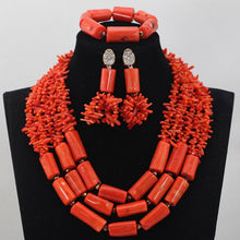 Load image into Gallery viewer, Handmade Green Coral Beads African Wedding Statement Necklace Set  Nigerian Gold Dubai Bridal Jewelry Set