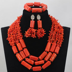 Handmade Green Coral Beads African Wedding Statement Necklace Set  Nigerian Gold Dubai Bridal Jewelry Set