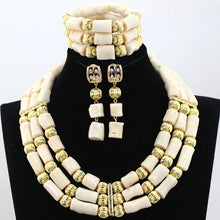 Load image into Gallery viewer, Handmade Green Coral Beads African Wedding Statement Necklace Set  Nigerian Gold Dubai Bridal Jewelry Set