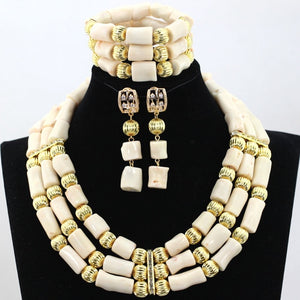 Handmade Green Coral Beads African Wedding Statement Necklace Set  Nigerian Gold Dubai Bridal Jewelry Set