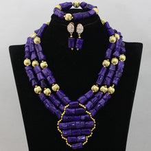 Load image into Gallery viewer, Handmade Green Coral Beads African Wedding Statement Necklace Set  Nigerian Gold Dubai Bridal Jewelry Set