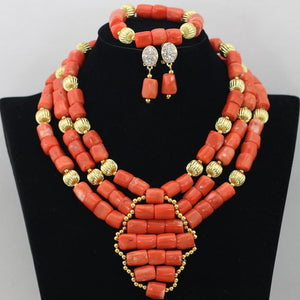 Handmade Green Coral Beads African Wedding Statement Necklace Set  Nigerian Gold Dubai Bridal Jewelry Set