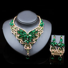 Load image into Gallery viewer, Fashion Crystal Statement Necklace Earings For Women Nigerian Wedding African Beads Jewelry kolye vintage Jewelry Set