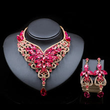 Load image into Gallery viewer, Fashion Crystal Statement Necklace Earings For Women Nigerian Wedding African Beads Jewelry kolye vintage Jewelry Set