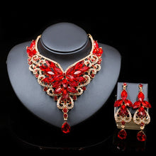 Load image into Gallery viewer, Fashion Crystal Statement Necklace Earings For Women Nigerian Wedding African Beads Jewelry kolye vintage Jewelry Set