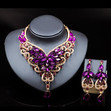 Load image into Gallery viewer, Fashion Crystal Statement Necklace Earings For Women Nigerian Wedding African Beads Jewelry kolye vintage Jewelry Set