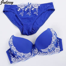 Load image into Gallery viewer, Julexy Brand Embroidery BCD Women Bra Set France Large Size Bra Brief Sets Cotton Sexy Push Up Lace Underwear Big Panty Set