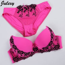 Load image into Gallery viewer, Julexy Brand Embroidery BCD Women Bra Set France Large Size Bra Brief Sets Cotton Sexy Push Up Lace Underwear Big Panty Set