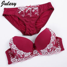 Load image into Gallery viewer, Julexy Brand Embroidery BCD Women Bra Set France Large Size Bra Brief Sets Cotton Sexy Push Up Lace Underwear Big Panty Set