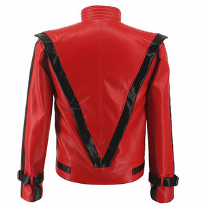 Rare MJ Michael Jackson Thriller MTV limited Edition Red England Retro Leather Jacket collection Outwear Any Size