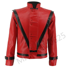 Load image into Gallery viewer, Rare MJ Michael Jackson Thriller MTV limited Edition Red England Retro Leather Jacket collection Outwear Any Size