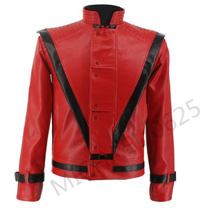 Rare MJ Michael Jackson Thriller MTV limited Edition Red England Retro Leather Jacket collection Outwear Any Size