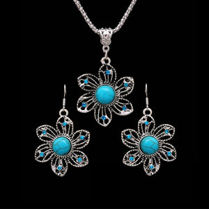 Bohemian Flower Jewelry Sets for Women Fashion Crystal Necklace Earrings Party African Jewelry Sets