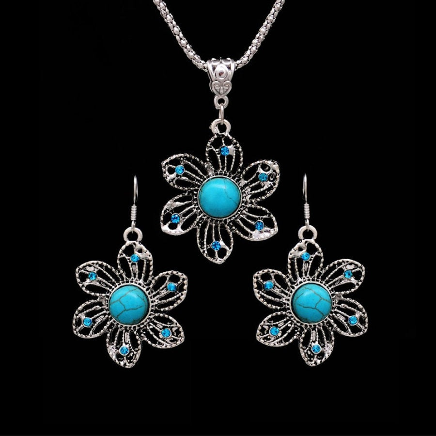 Bohemian Flower Jewelry Sets for Women Fashion Crystal Necklace Earrings Party African Jewelry Sets