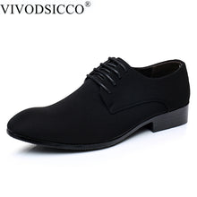 Load image into Gallery viewer, VIVODSICCO Men Oxfords Shoes Pointed Toe Suede Leather Lace-Up Men Dress Shoes Flats Black Fashion Nubuck Leather Wedding Shoe