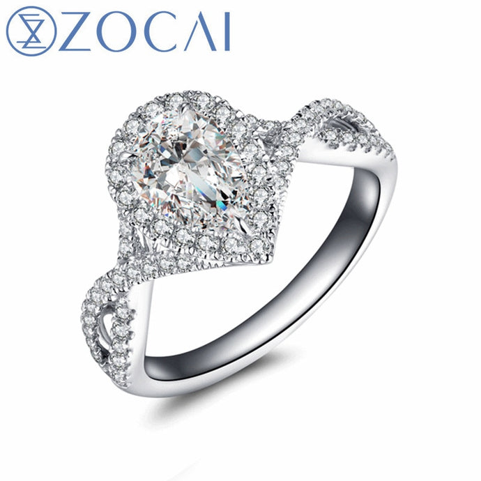 ZOCAI Brand design wedding and engagement ring real GIA certificated 1.0 CT with side stone 0.45 CT 18K gold(AU750)