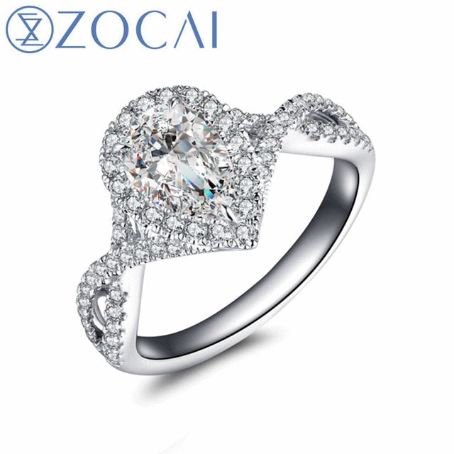 ZOCAI Brand design wedding and engagement ring real GIA certificated 1.0 CT with side stone 0.45 CT 18K gold(AU750)