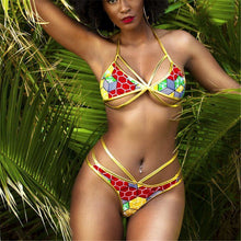 Load image into Gallery viewer, Printed Two-Pieces Brazilian High Waist Bathing Suit African Print