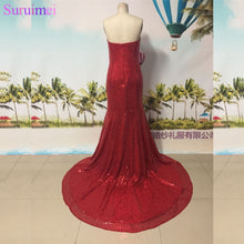 Load image into Gallery viewer, Celebrity Dress Sexy V Neck Spaghetti Strap Backless Dresses Red Evening Dresses