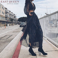 Load image into Gallery viewer, Women&#39;s summer sexy bohemian dress A-line printed embroidery hollow out lantern full sleeve Mexican v-neck dress AA3367  F