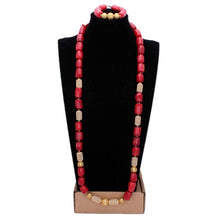 Load image into Gallery viewer, Dudo Jewelry African Men Coral Beads Jewelry Sets For Nigerian Weddings Genuine Coral Necklace Set Bracelet 2 Pics Free Ship